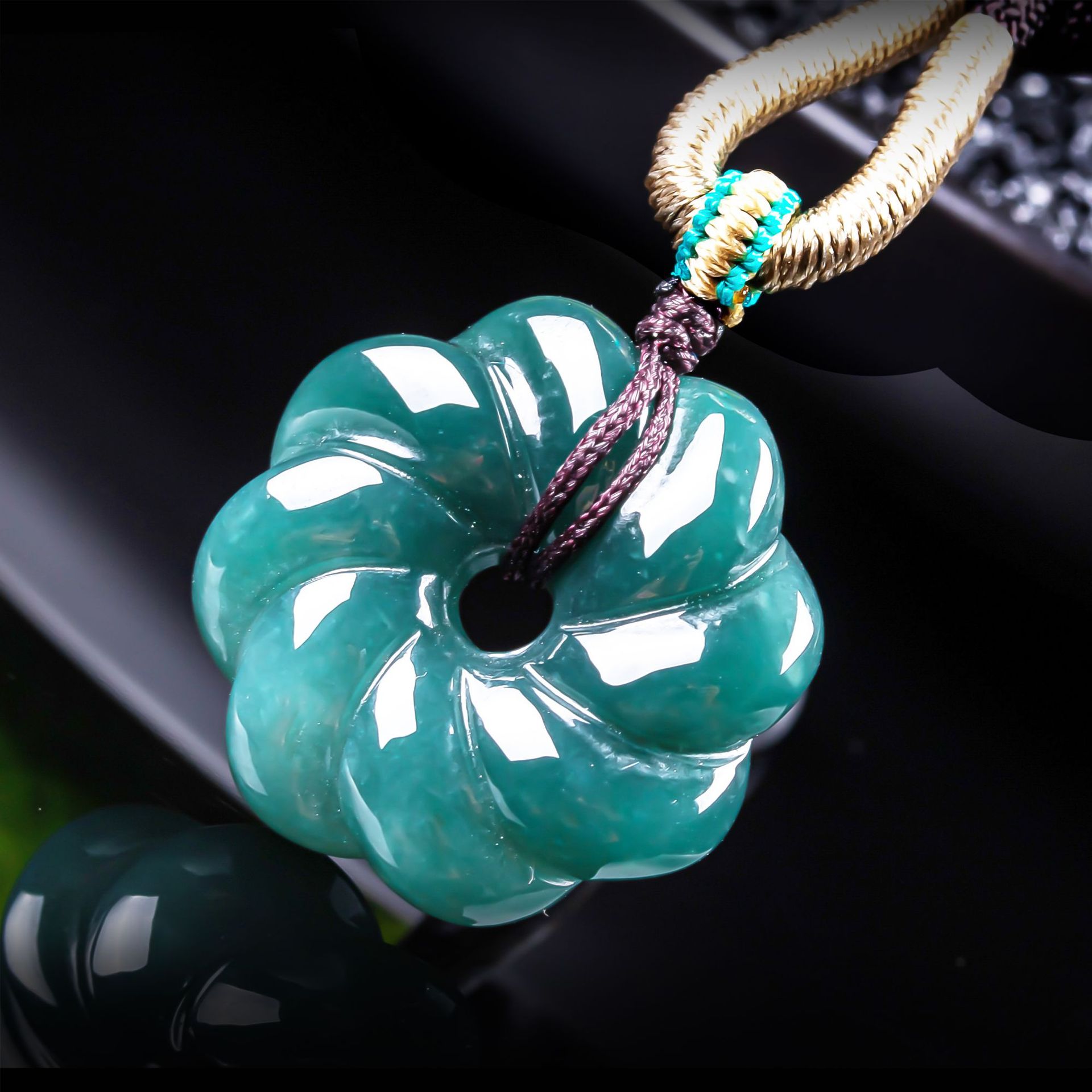 Jewelry & Watches Spółka Z Ograniczoną Odpowiedzialnością Sp Z Oo - Natürlicher burmesischer Jadeit-Blumenanhänger Halskette Accessoires Edelstein-Talismane