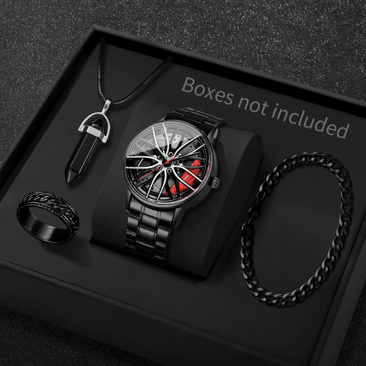 Jewelry Type Watches - 4-teiliges Set Modische 3D-Autorad-Zifferblatt Herren Sportuhren