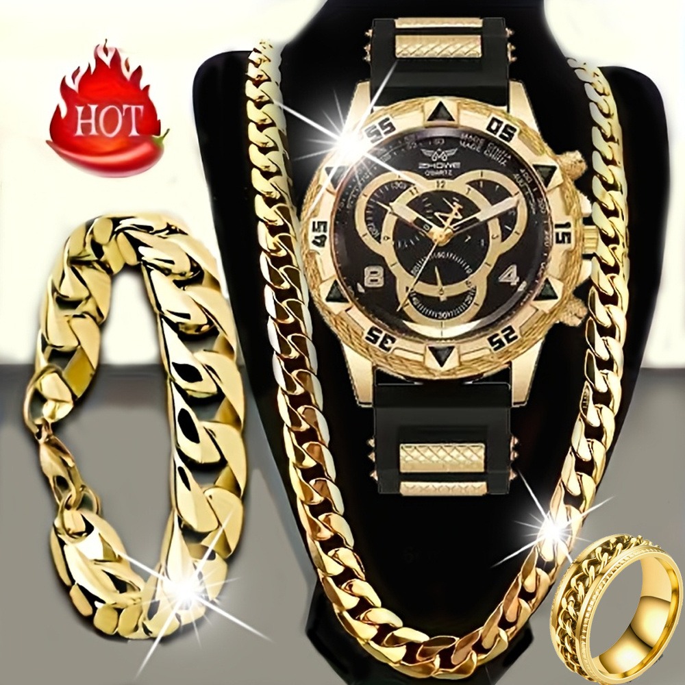Jewelry Type Watches - 4-teiliges Luxus-Set für Herren, bestehend aus