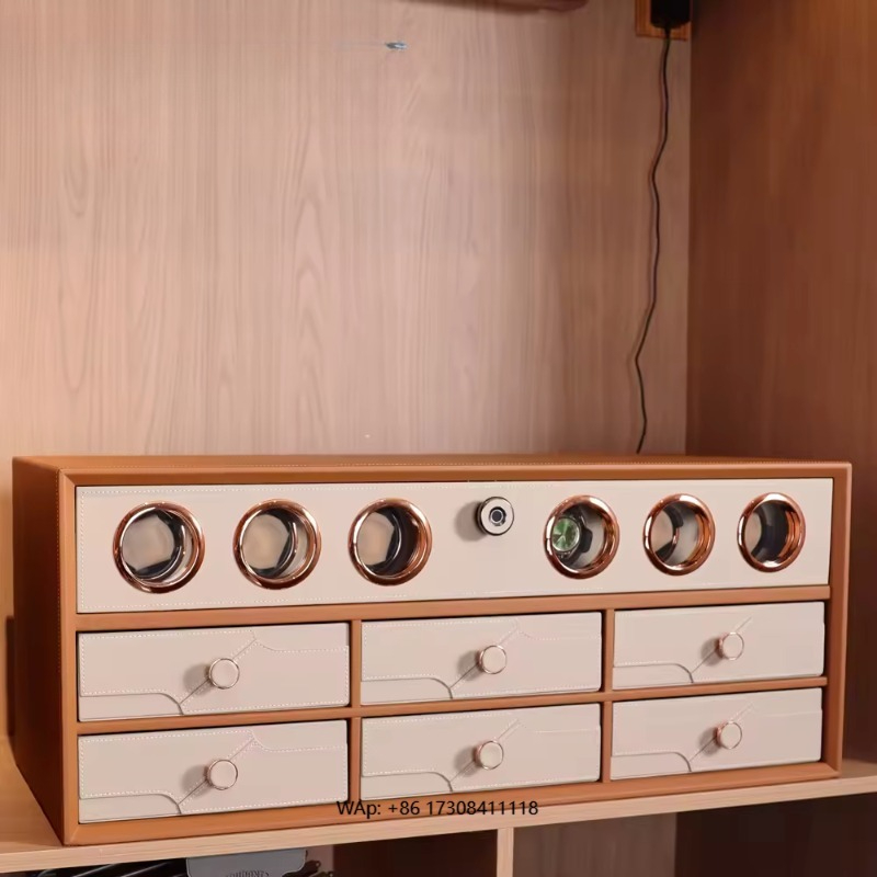Automatic Watch Winder - Automatischer Uhrenbeweger mit 6 Fächern, Holz-Aufbewahrungsbox