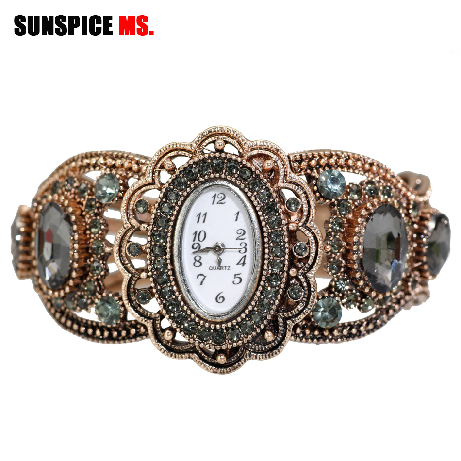 Indian Jewelry Watches - SUNSPICE-MS Quarz Armbanduhr Retro Vintage Armreif