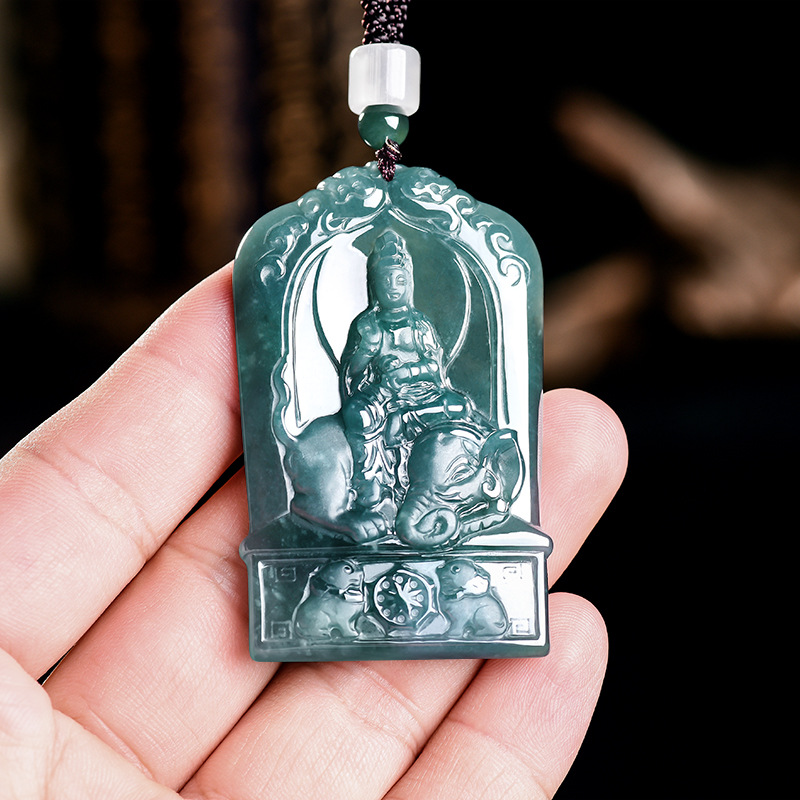 Jewelry & Watches Spółka Z Ograniczoną Odpowiedzialnością Sp Z Oo - Natürlicher burmesischer Jadeit Guanyin Anhänger Halskette