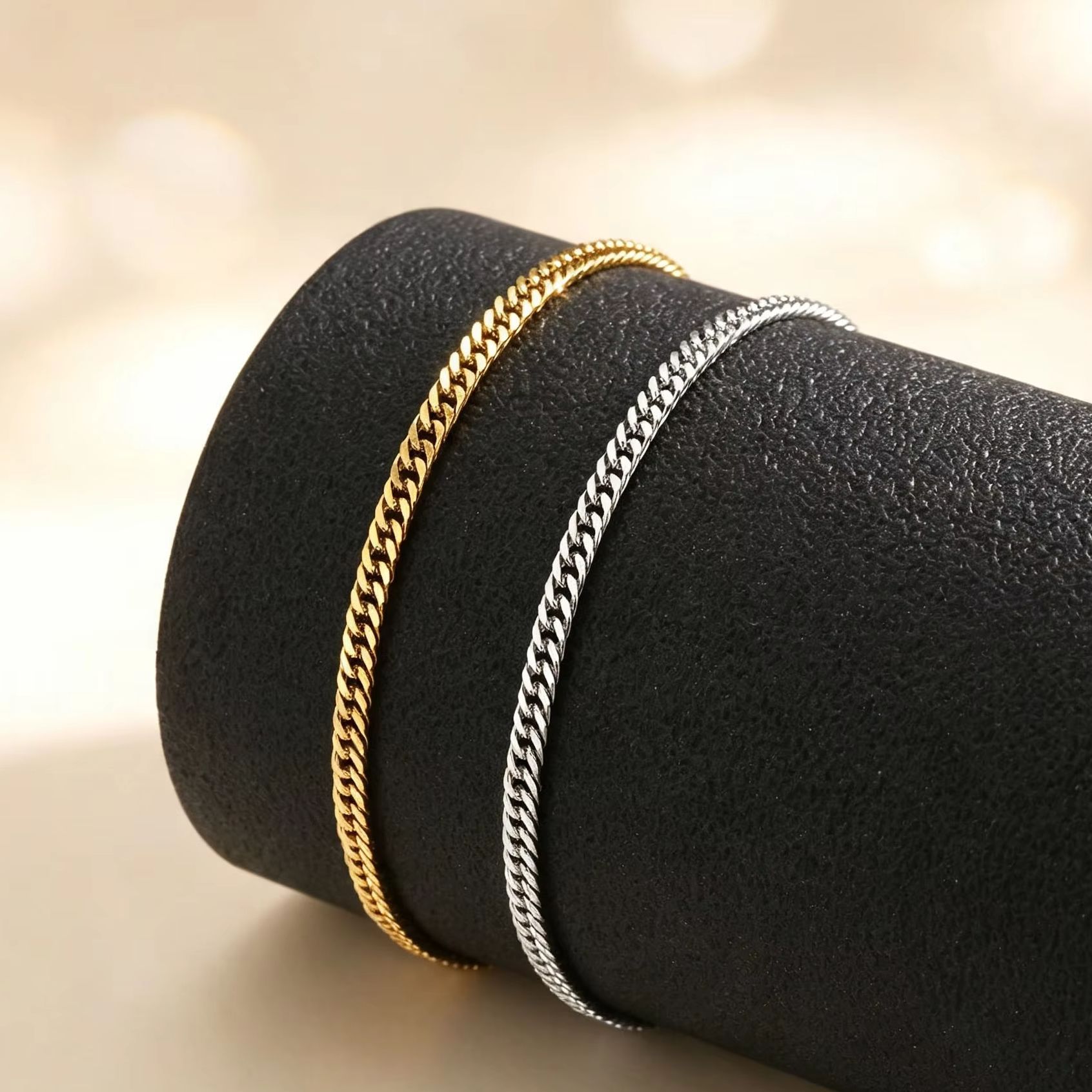 Jc Jewelry & Watches - Dünnes kubanisches Fußkettchen für Damen, Edelstahl-Fußkette