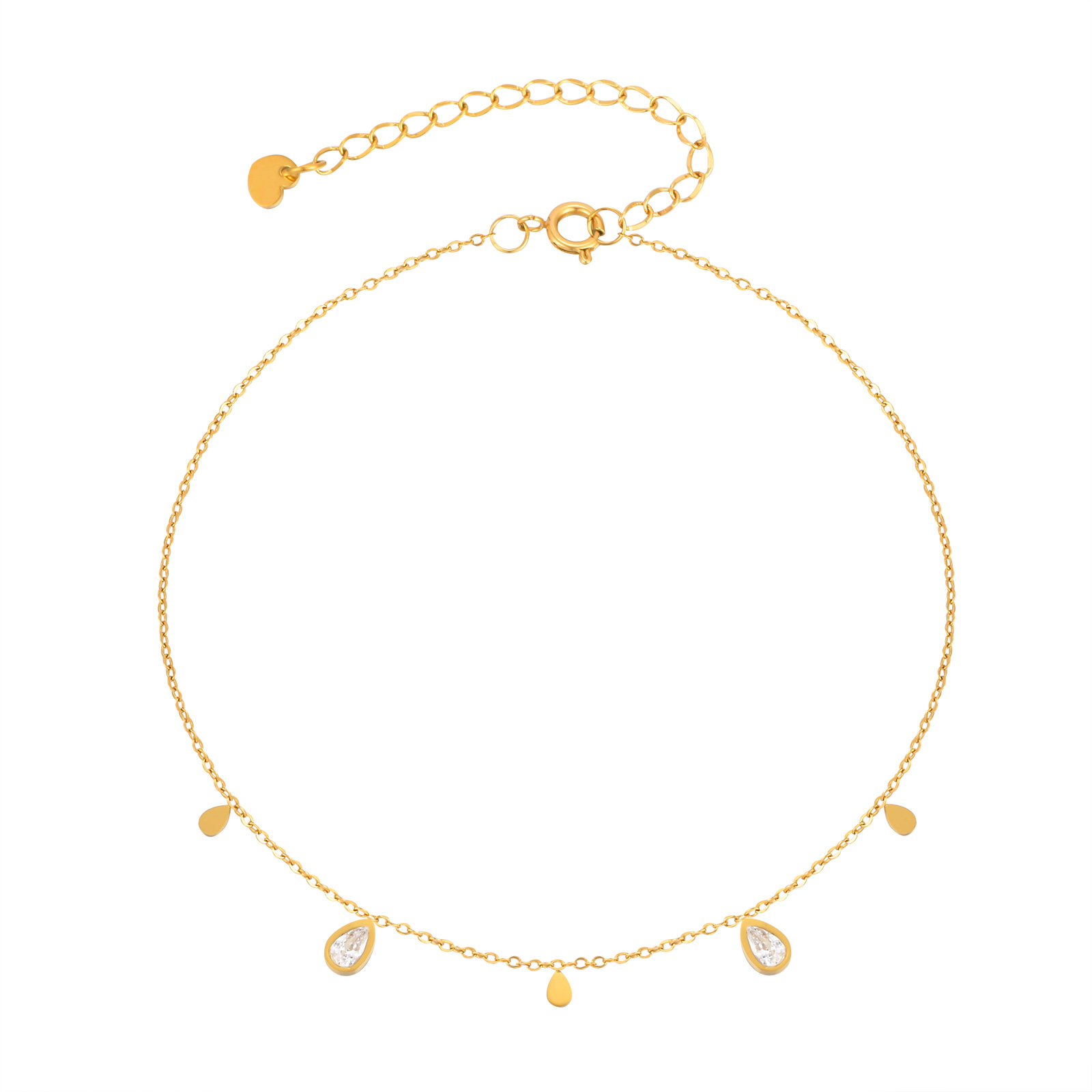 Jc Jewelry & Watches - Zierliches Fußkettchen mit Wassertropfen-Zirkon für Frauen,
