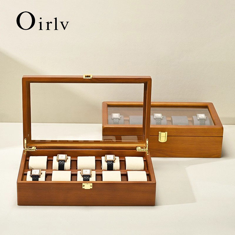 Jewelry Type Watches - Oirlv Uhrenbox mit 10 Fächern, Holz-Schmuckschatulle,