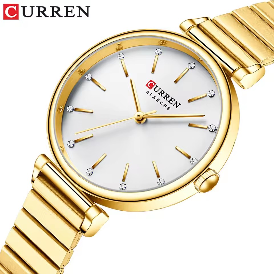 Jewelry Watches Silver - CURREN 9081 Exquisite Damen-Quarzuhr Runde Silber-Gold-Uhr