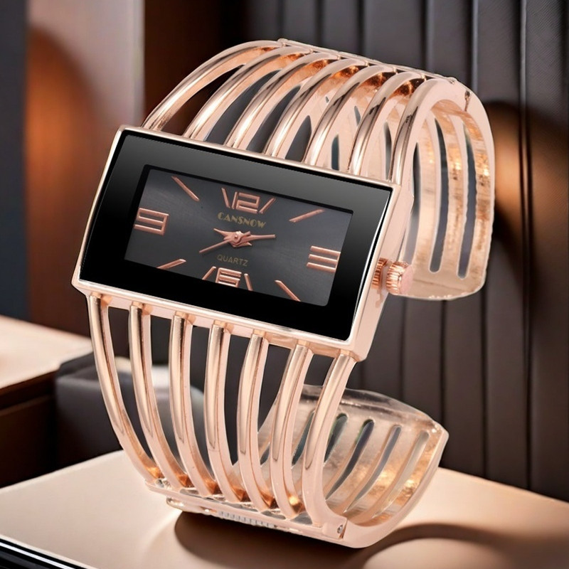 Jewelry Watches Silver - Weibliche Armbanduhr Luxus Rechteck Zifferblatt Armreif