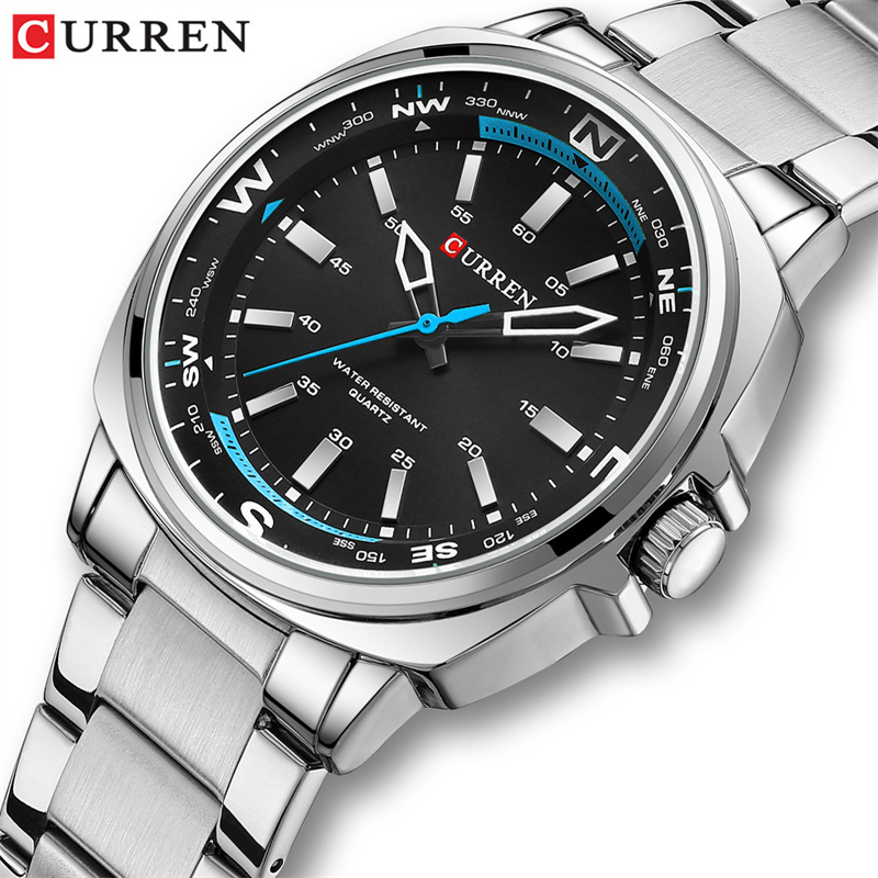 Jewelry Watches Silver - CURREN 8455 Herrenmode Silber Quarzuhr Freizeit