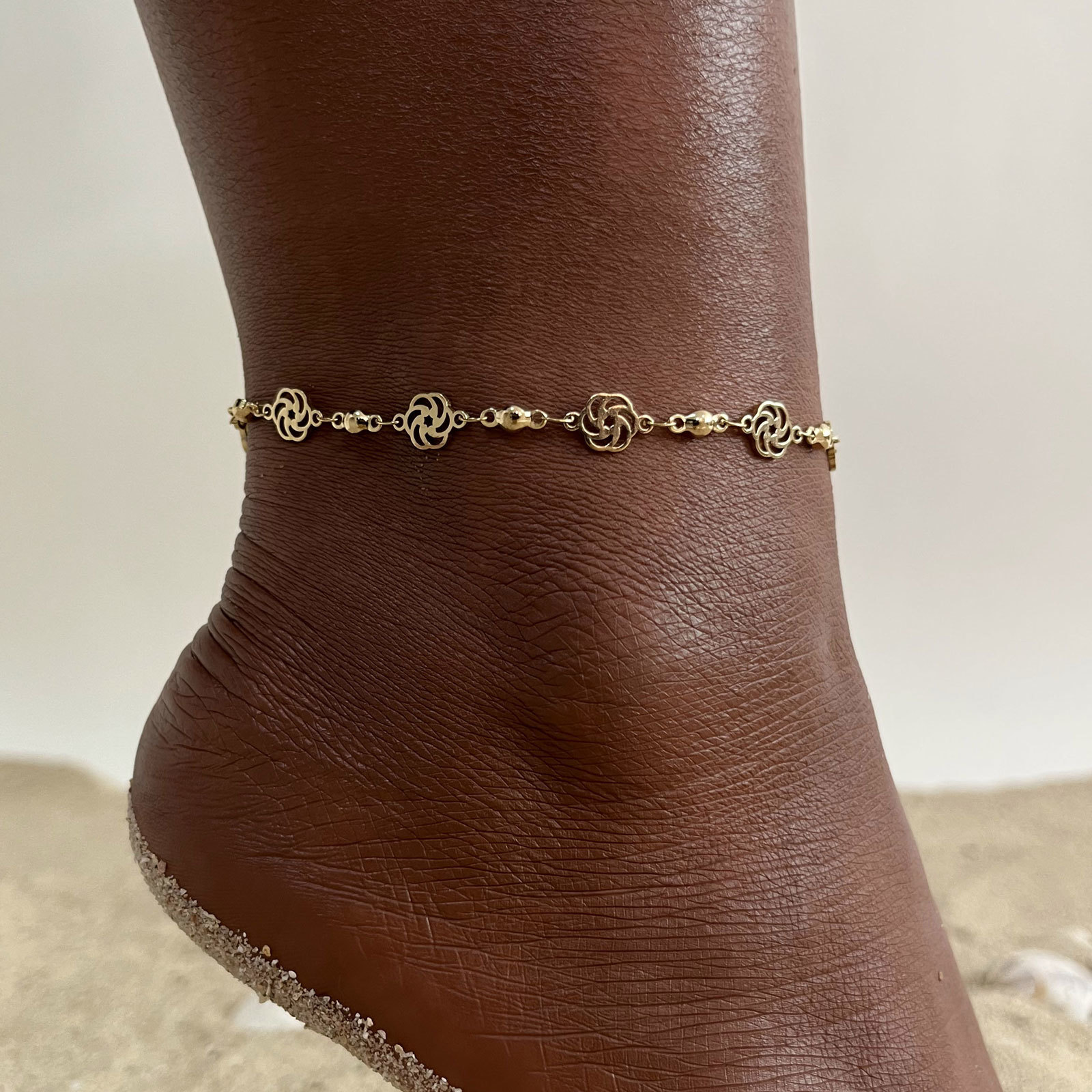 Jc Jewelry & Watches - Schicke hohle Rose-Kunstlose-Fußkettchen für Damen, goldfarbene