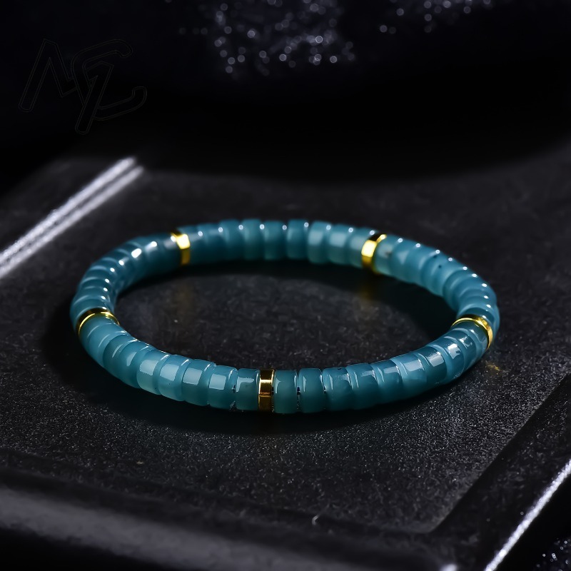Jewelry & Watches Spółka Z Ograniczoną Odpowiedzialnością Sp Z Oo - Natürliche Jadeit Blauwasser Abakus-Perlen Spacer-Armband Luxus-Qualitätsschmuck