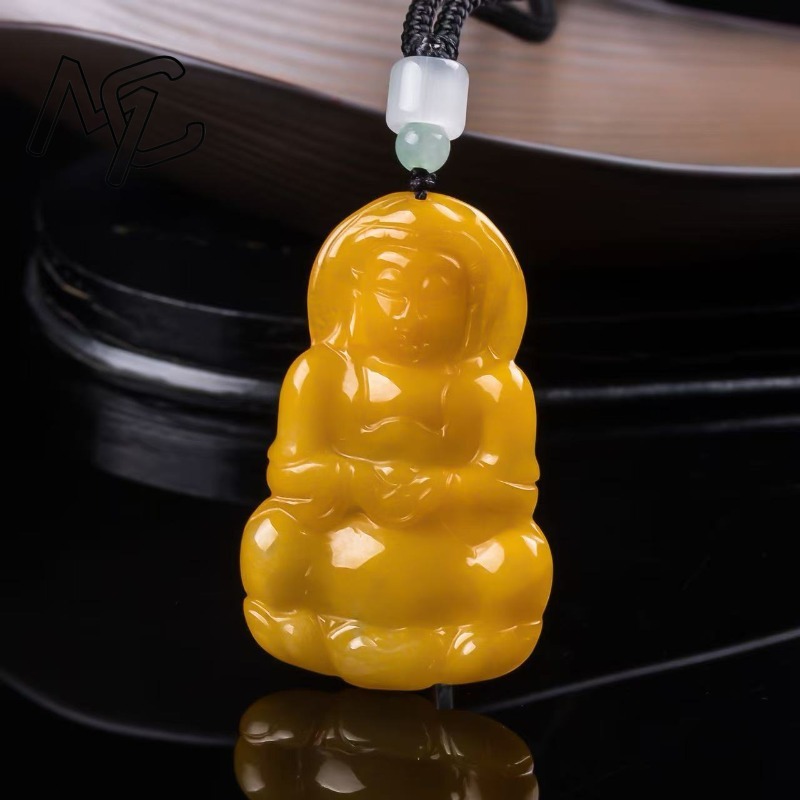 Jewelry & Watches Spółka Z Ograniczoną Odpowiedzialnością Sp Z Oo - Echter Natürlicher Smaragd-Jade Gelber Guanyin Bodhisattva