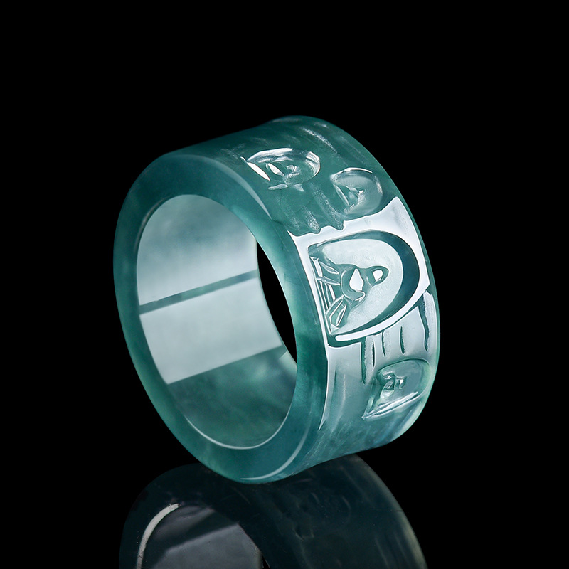 Jewelry & Watches Spółka Z Ograniczoną Odpowiedzialnością Sp Z Oo - Natürlicher burmesischer Jadeit-Buddha-Ring, luxuriöser Edelstein-Designer-Schmuck, modischer