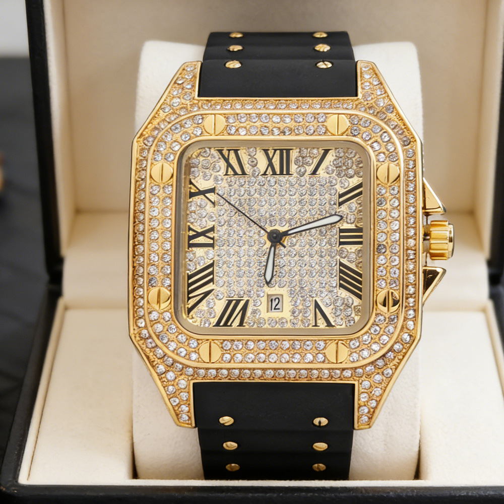 Modische Quadratische Voll-Dia – Jewelry Type Watches Bewertung und Preis