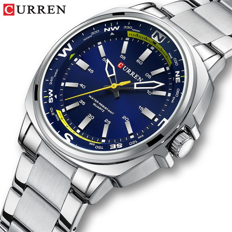 CURREN 8455 Herrenmode Silber  – Jewelry Watches Silver Bewertung und Preis